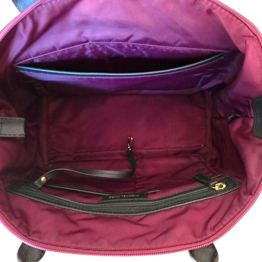 Michael Kors Cranberry Nylon Tote with Black Trim